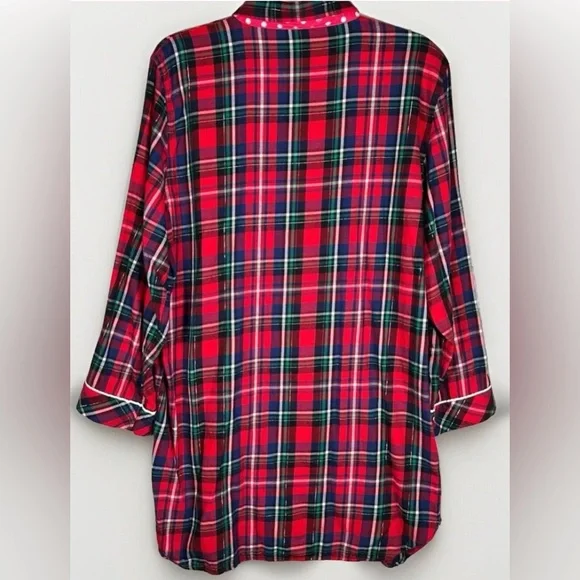 Victoria's Secret VS Dreamer Red Plaid Button-Front Sleep Shirt - Picture 2 of 6